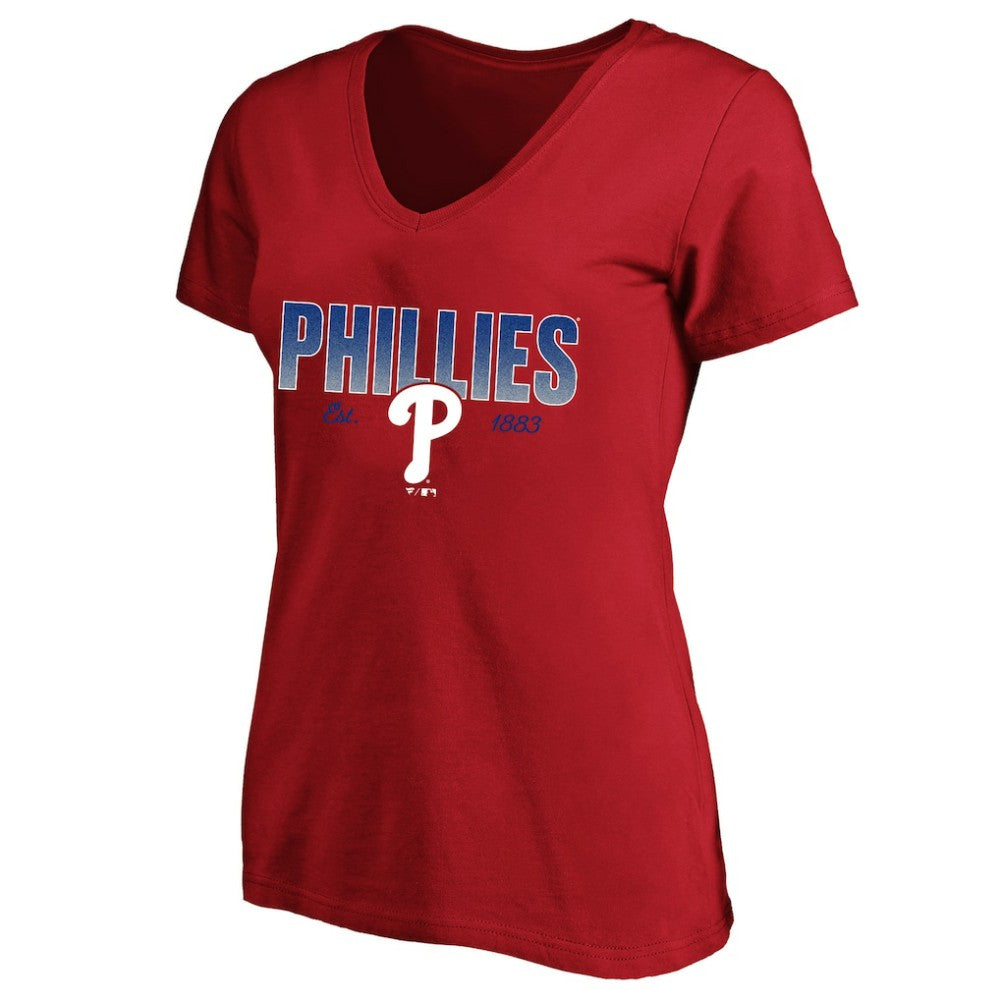 Philadelphia Phillies Profile Women's Plus Size Wordmark V-Neck T-Shirt | MLB For sale