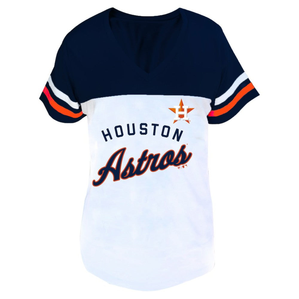 Houston Astros Profile Women's Plus Size Two-Stripe V-Neck T-Shirt | MLB Shop