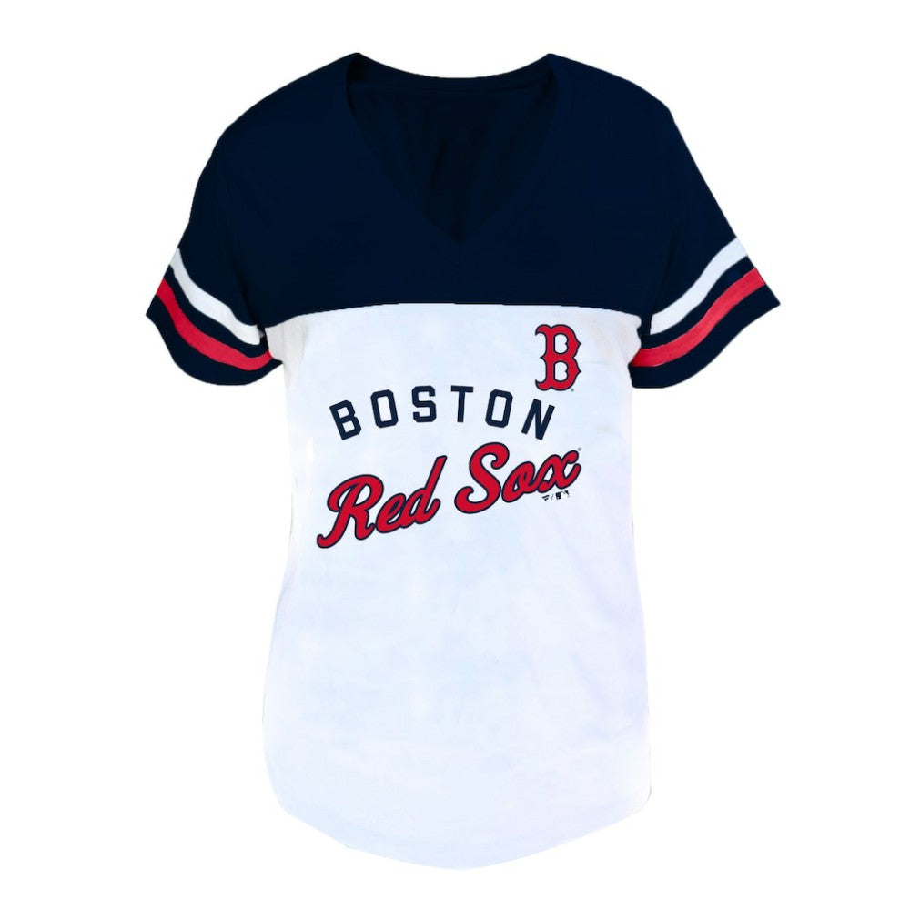 Boston Red Sox Profile Women's Plus Size Two-Stripe V-Neck T-Shirt | MLB Shop