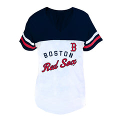 Boston Red Sox Profile Women's Plus Size Two-Stripe V-Neck T-Shirt | MLB Shop