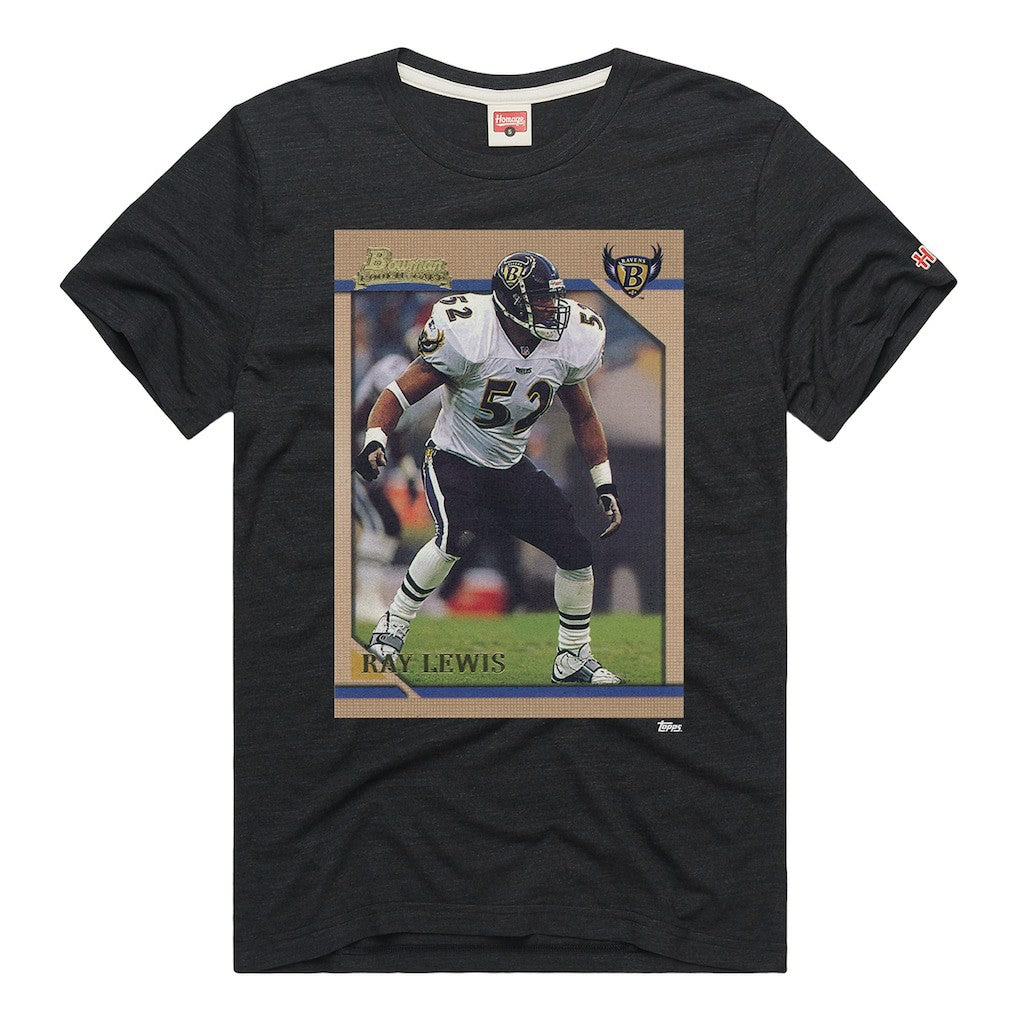 Baltimore Ravens  Ray Lewis  Homage Unisex NFL Topps Trading Card Tri-Blend T-Shirt
