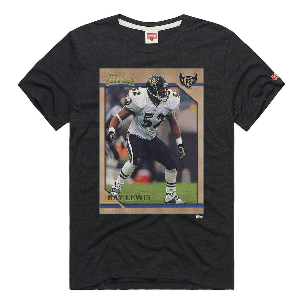 Baltimore Ravens  Ray Lewis  Homage Unisex NFL Topps Trading Card Tri-Blend T-Shirt