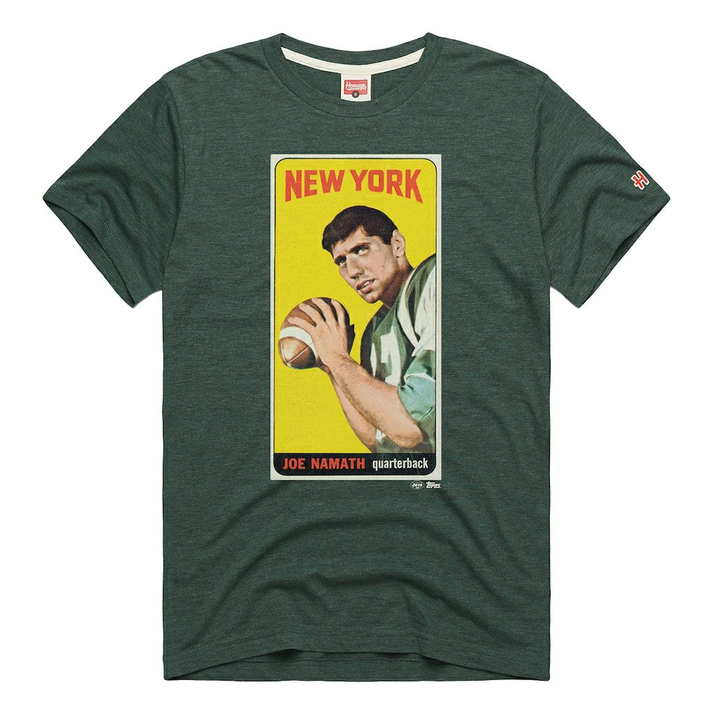 New York Jets  Joe Namath  Homage Unisex NFL Topps Trading Card Tri-Blend T-Shirt