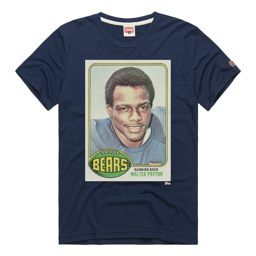 Chicago Bears  Walter Payton  Homage Unisex NFL Topps Trading Card Tri-Blend T-Shirt