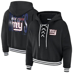 New York Giants  WEAR by Erin Andrews Women's Lace-Up Fleece Hoodie