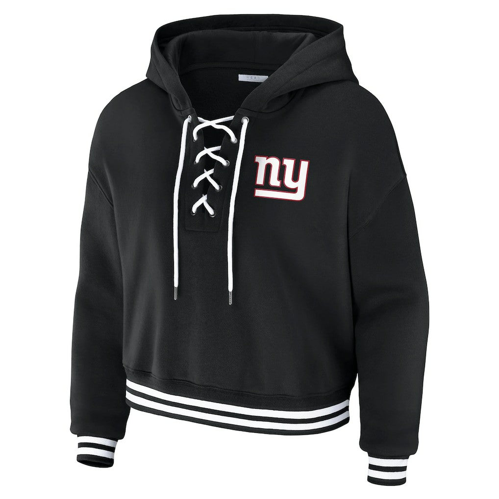 New York Giants  WEAR by Erin Andrews Women's Lace-Up Fleece Hoodie