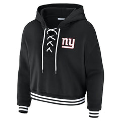 New York Giants  WEAR by Erin Andrews Women's Lace-Up Fleece Hoodie