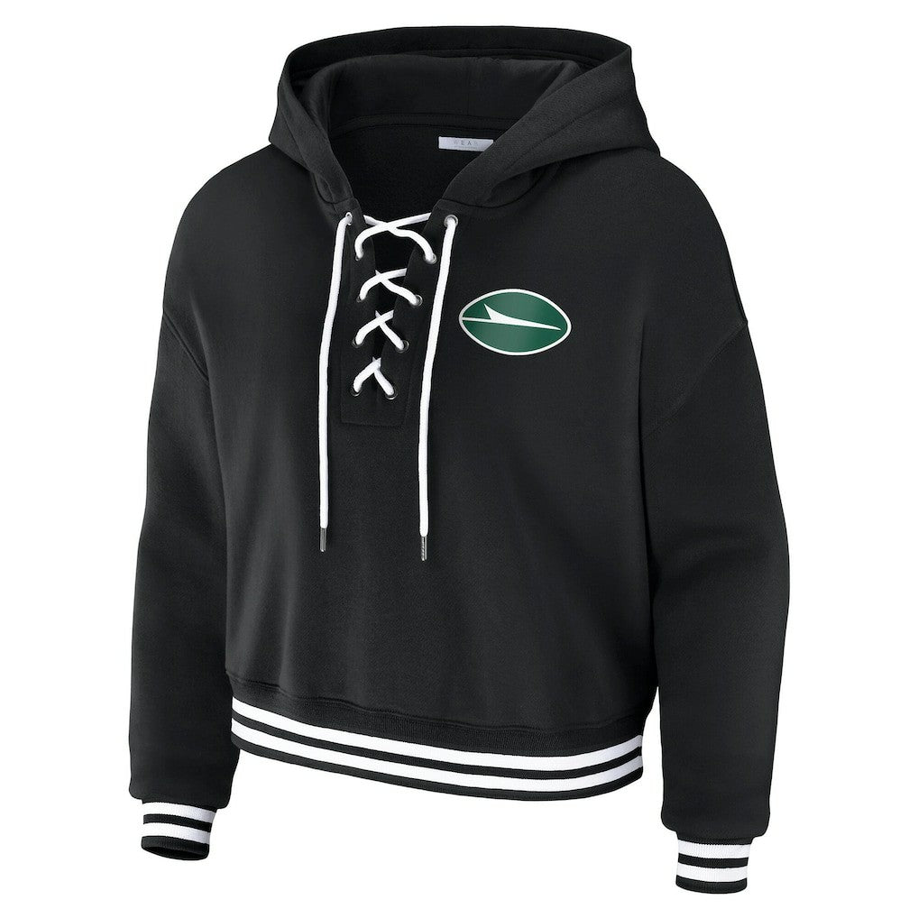 New York Jets  WEAR by Erin Andrews Women's Lace-Up Fleece Hoodie