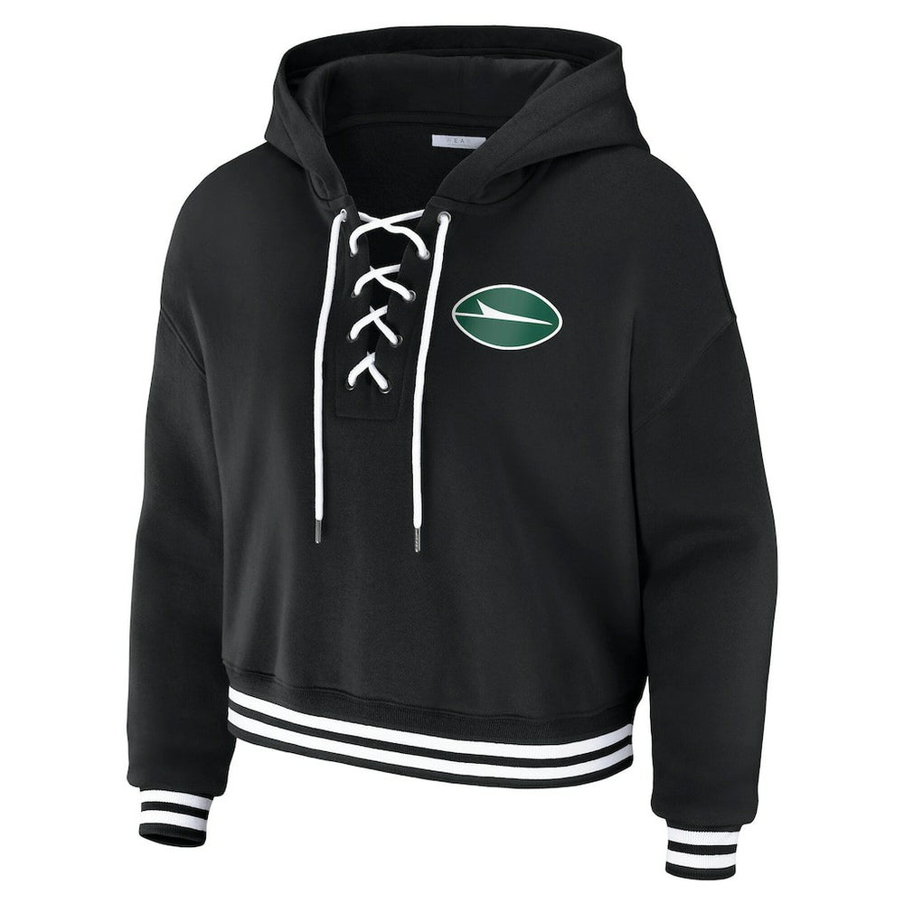 New York Jets  WEAR by Erin Andrews Women's Lace-Up Fleece Hoodie