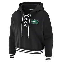 New York Jets  WEAR by Erin Andrews Women's Lace-Up Fleece Hoodie