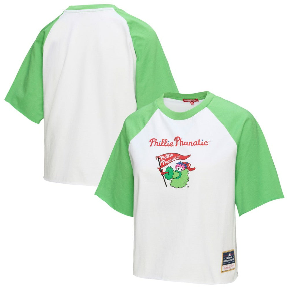 Philadelphia Phillies Mitchell & Ness Women's Cropped Raglan Mascot Boxy T-Shirt | MLB New