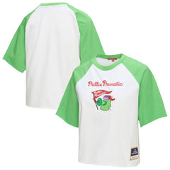 Philadelphia Phillies Mitchell & Ness Women's Cropped Raglan Mascot Boxy T-Shirt | MLB New