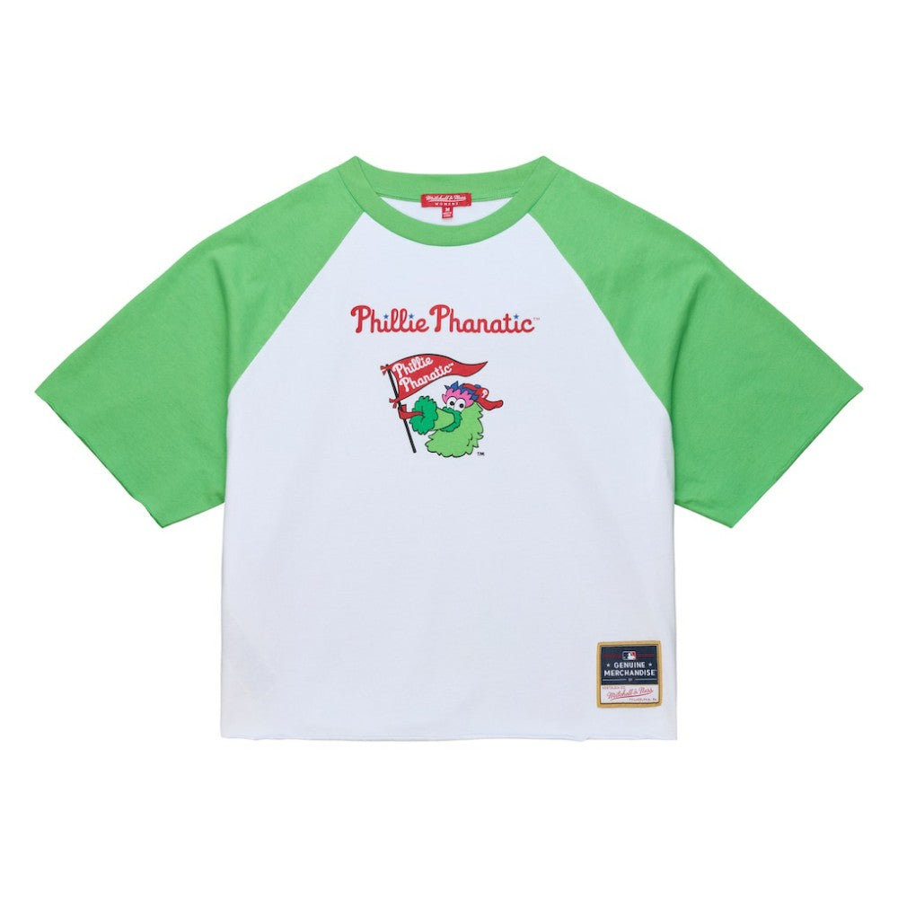 Philadelphia Phillies Mitchell & Ness Women's Cropped Raglan Mascot Boxy T-Shirt | MLB New