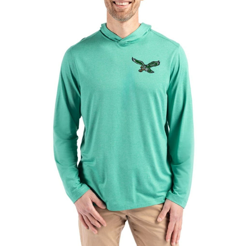Philadelphia Eagles  Cutter & Buck Coastline Epic Comfort Eco Recycled Long Sleeve Hoodie T-Shirt