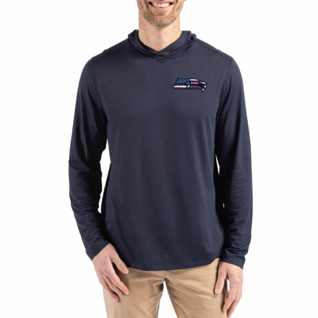 Seattle Seahawks  Cutter & Buck Americana Coastline Epic Comfort Eco Recycled Long Sleeve Hoodie T-Shirt