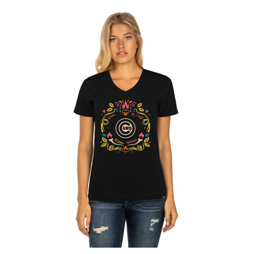 Chicago Cubs New Era Women's Día de los Muertos V-Neck T-Shirt | MLB Online