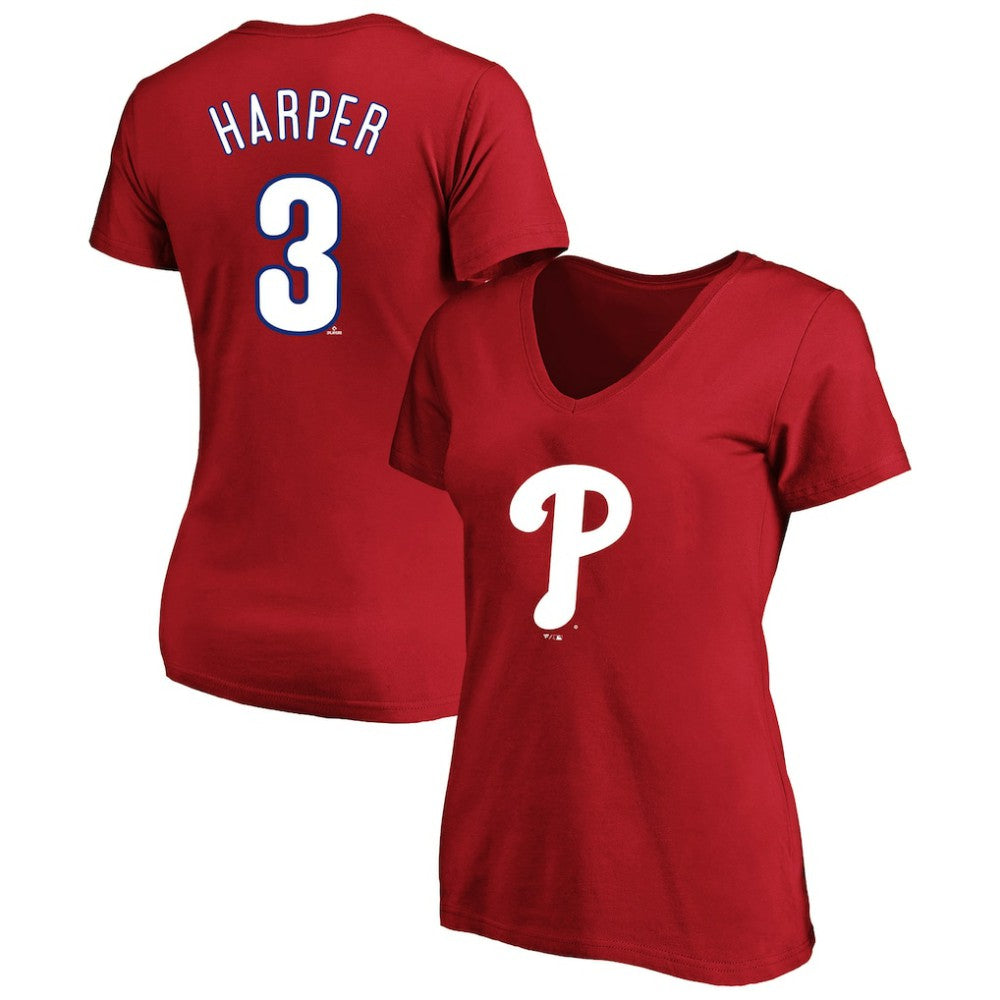 Bryce Harper Philadelphia Phillies Profile Women's Plus Size Name & Number V-Neck T-Shirt | MLB On Sale