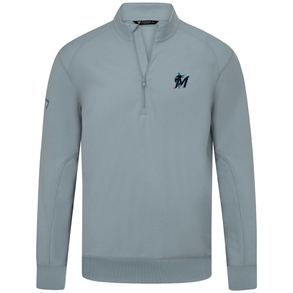 Miami Marlins Levelwear Upright Insignia Tri-Blend Quarter-Zip Pullover | MLB Sale