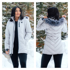 Detroit Lions  ActionHeat Women's 5V Battery Heated Long Puffer Full-Zip Hoodie Jacket