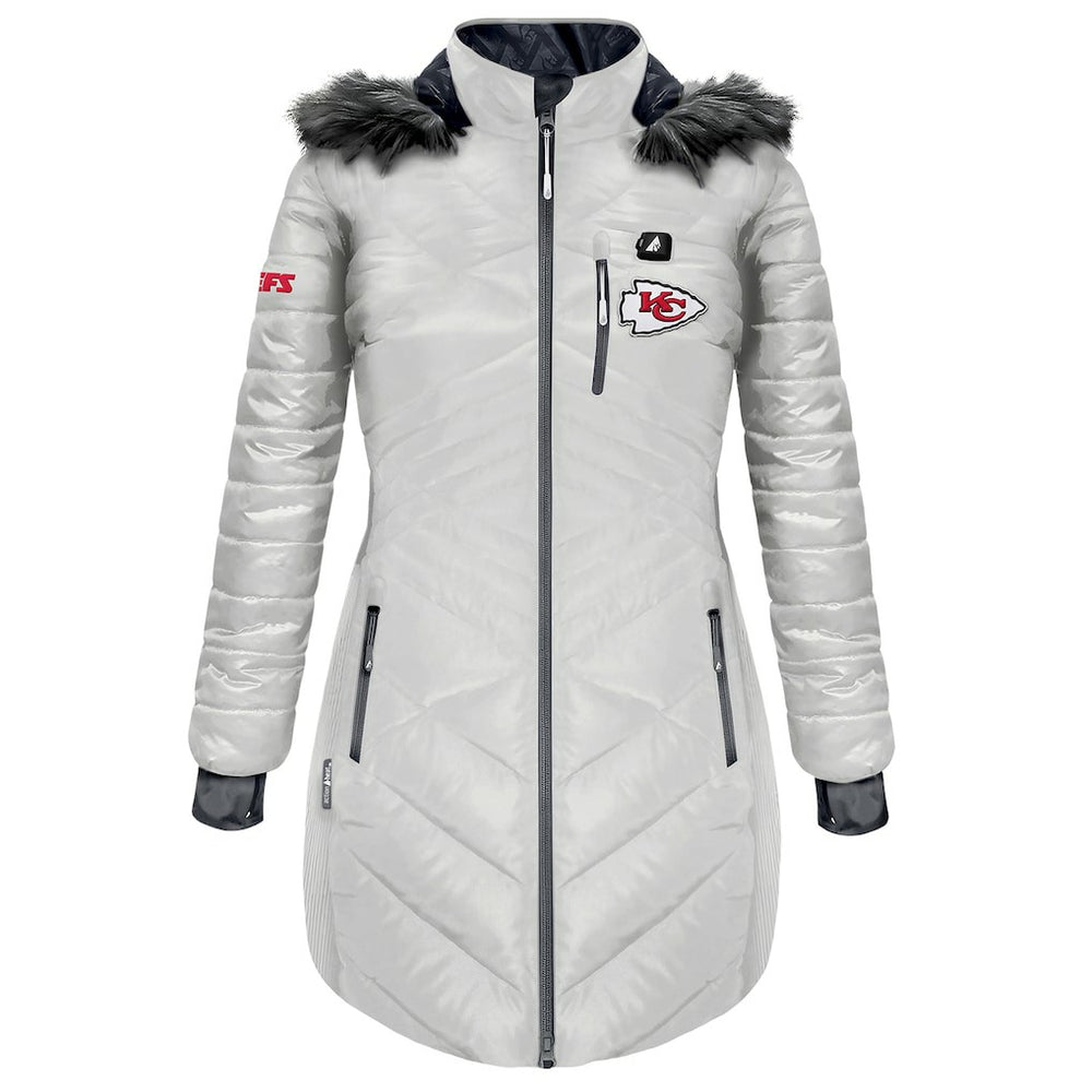 Kansas City Chiefs  ActionHeat Women's 5V Battery Heated Long Puffer Full-Zip Hoodie Jacket