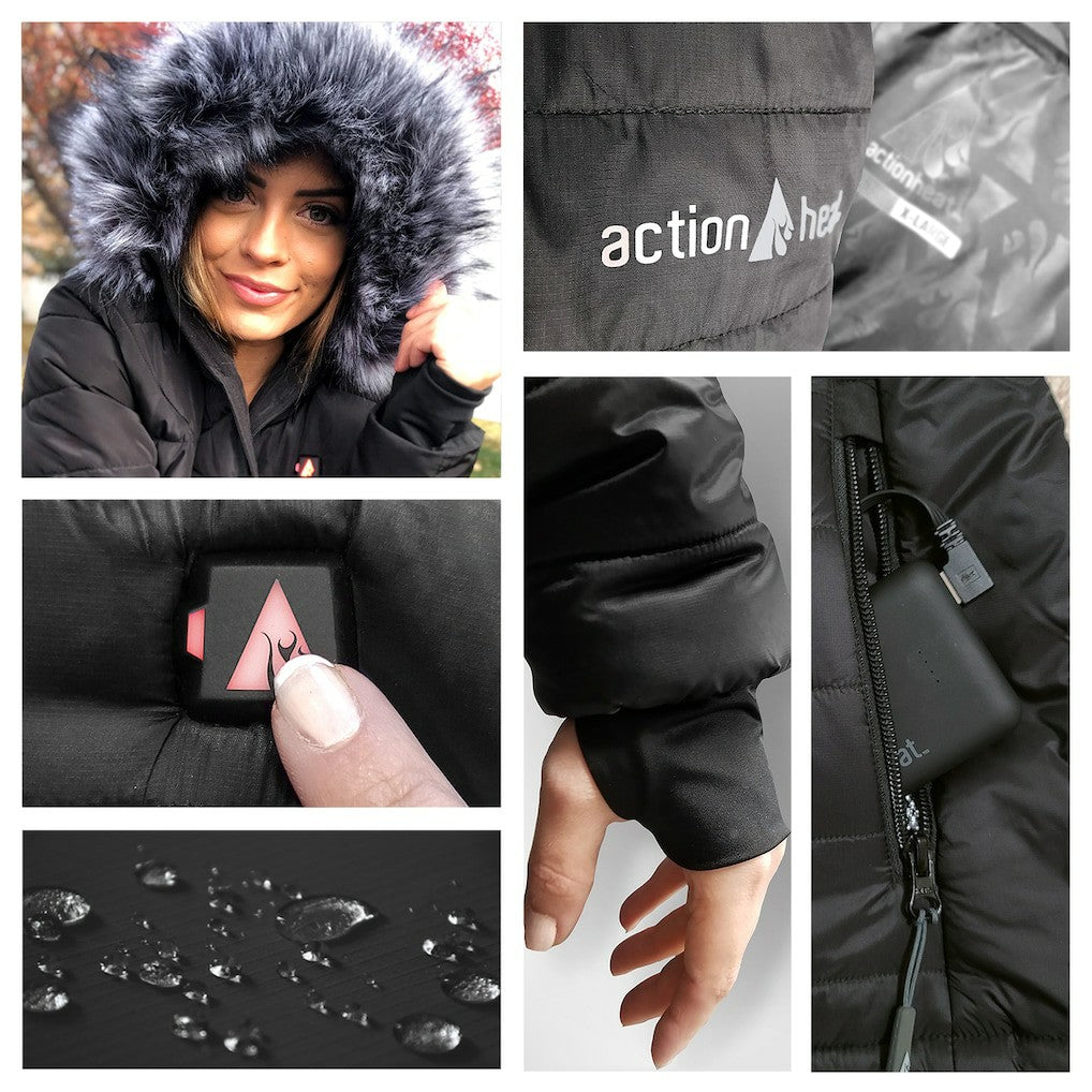 Washington Commanders  ActionHeat Women's 5V Battery Heated Long Puffer Full-Zip Hoodie Jacket