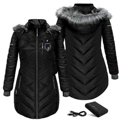 Baltimore Ravens  ActionHeat Women's 5V Battery Heated Long Puffer Full-Zip Hoodie Jacket