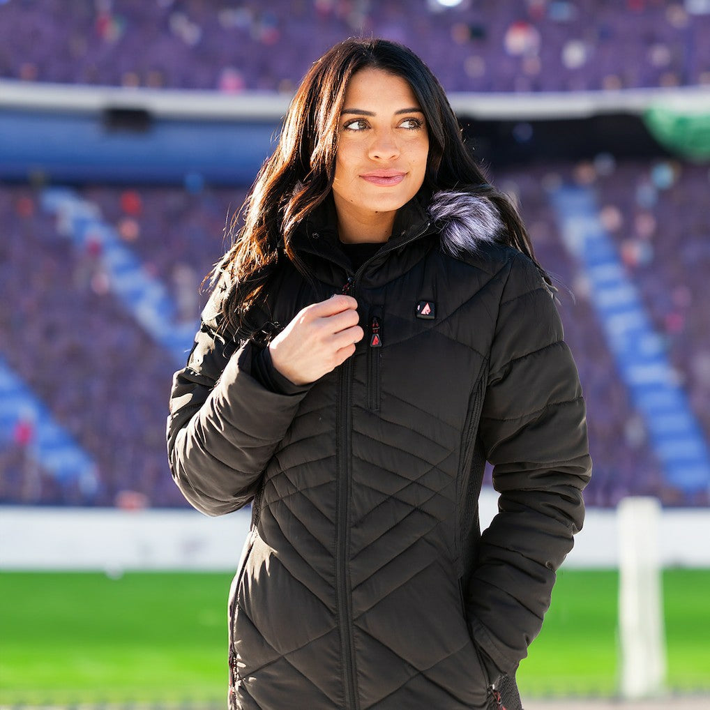 Cleveland Browns  ActionHeat Women's 5V Battery Heated Long Puffer Full-Zip Hoodie Jacket