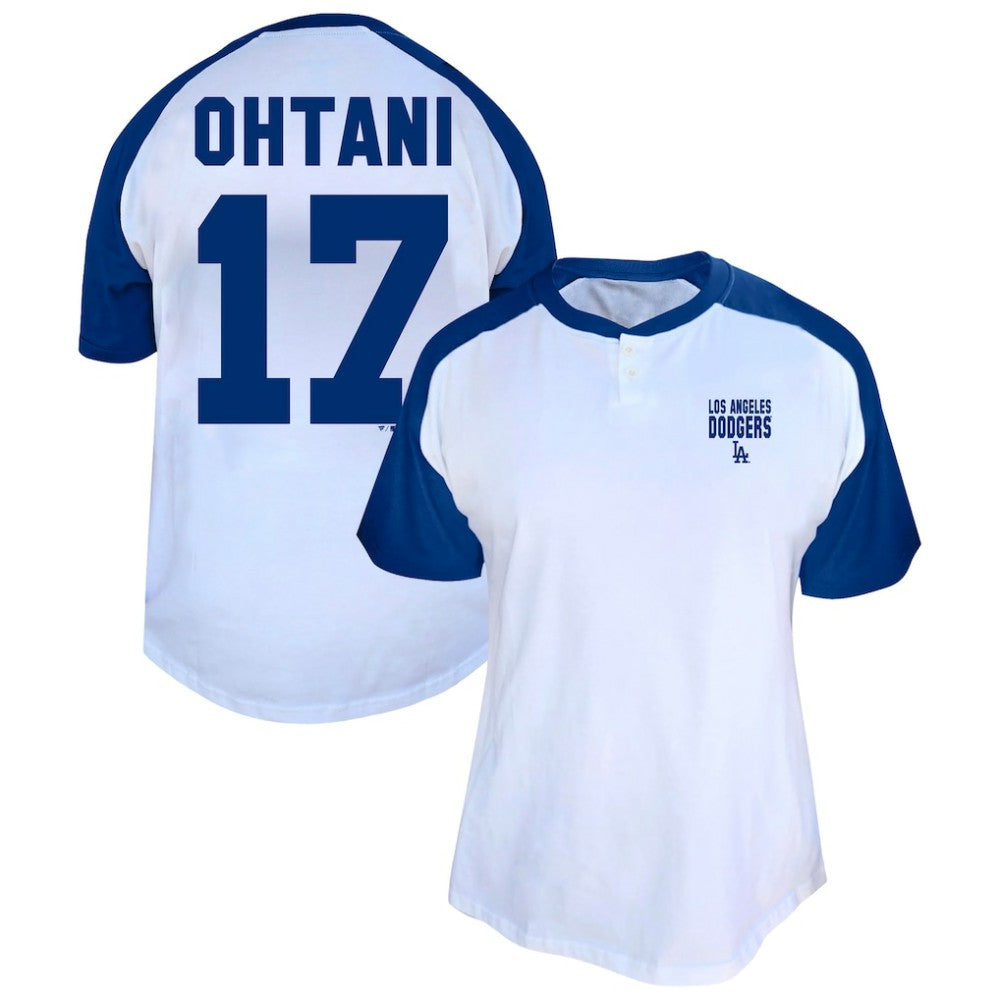Shohei Ohtani Los Angeles Dodgers Profile Women's Plus Size Name & Number Raglan Henley T-Shirt | MLB Online