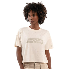 Seattle Seahawks  Starter Women's Rhinestone Sprinkle Boxy Cropped T-Shirt