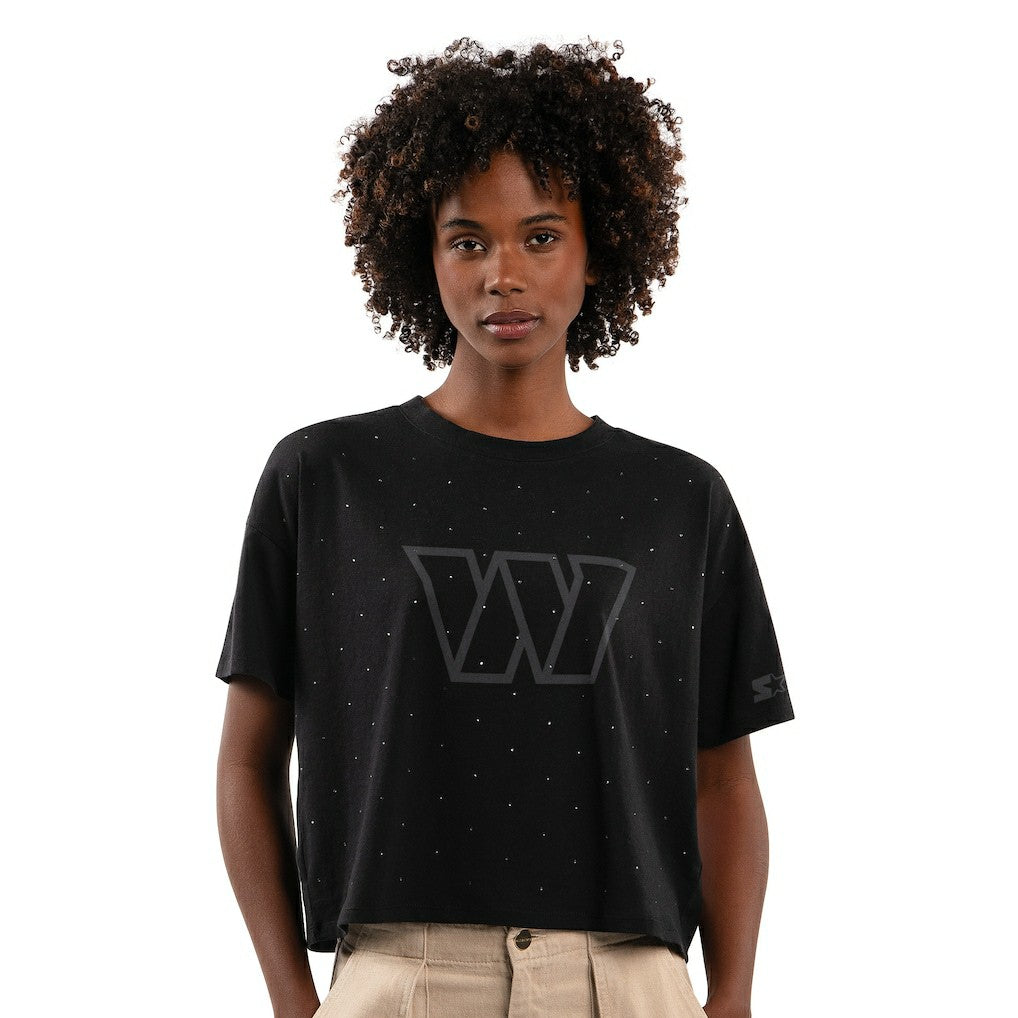 Washington Commanders  Starter Women's Rhinestone Sprinkle Boxy Cropped T-Shirt