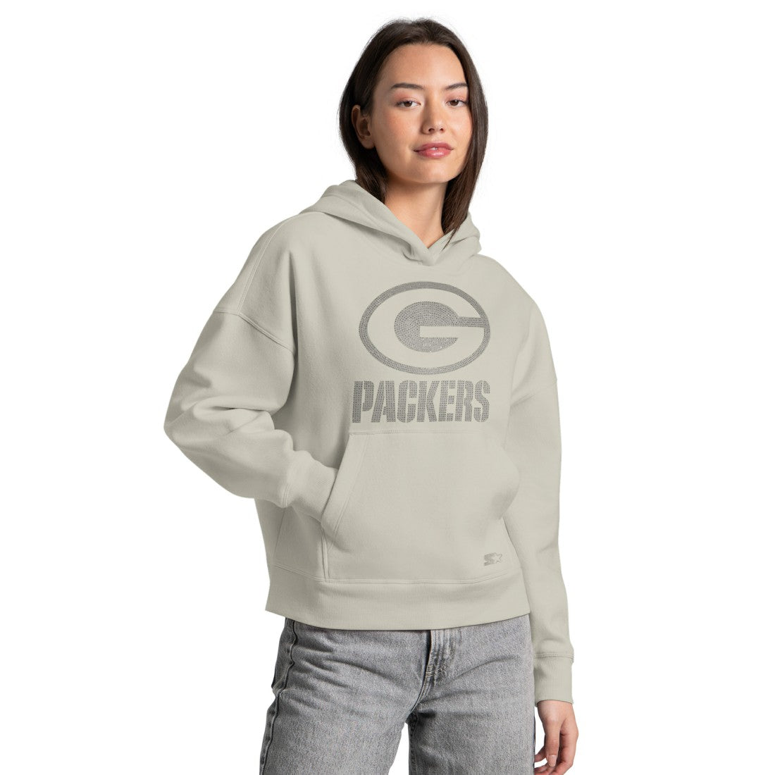 Green Bay Packers  Starter Women's Rhinestone Relaxed Hoodie
