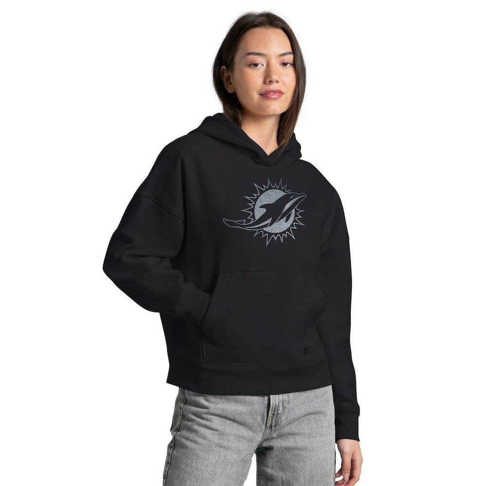 Miami Dolphins  Starter Women's Rhinestone Relaxed Hoodie
