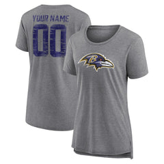 Baltimore Ravens  Women's Heritage Custom Name & Number Tri-Blend T-Shirt