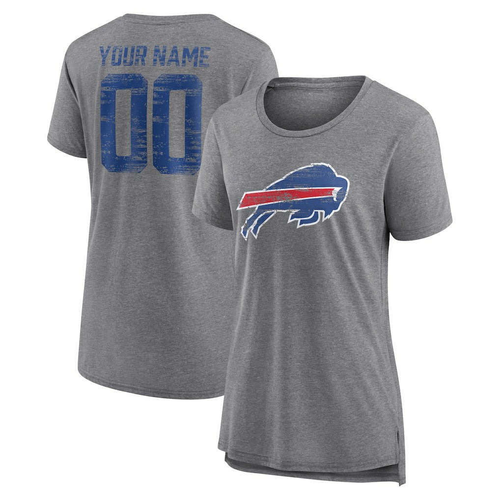 Buffalo Bills  Women's Heritage Custom Name & Number Tri-Blend T-Shirt