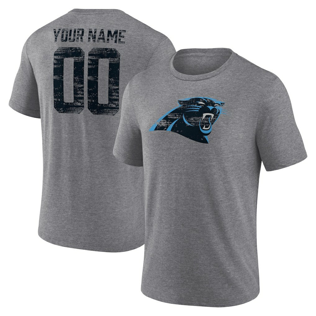 Carolina Panthers  Heritage Custom Name & Number Tri-Blend T-Shirt