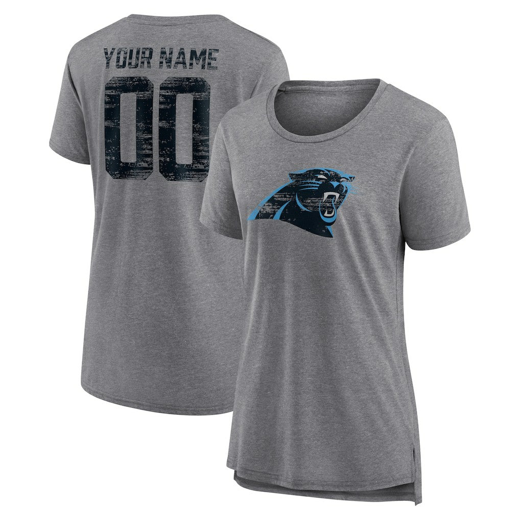Carolina Panthers  Women's Heritage Custom Name & Number Tri-Blend T-Shirt