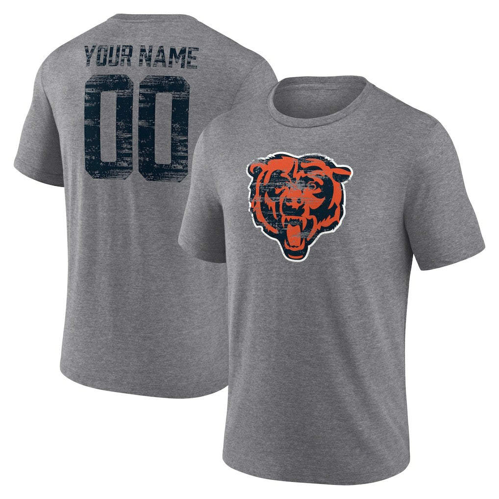 Chicago Bears  Heritage Custom Name & Number Tri-Blend T-Shirt