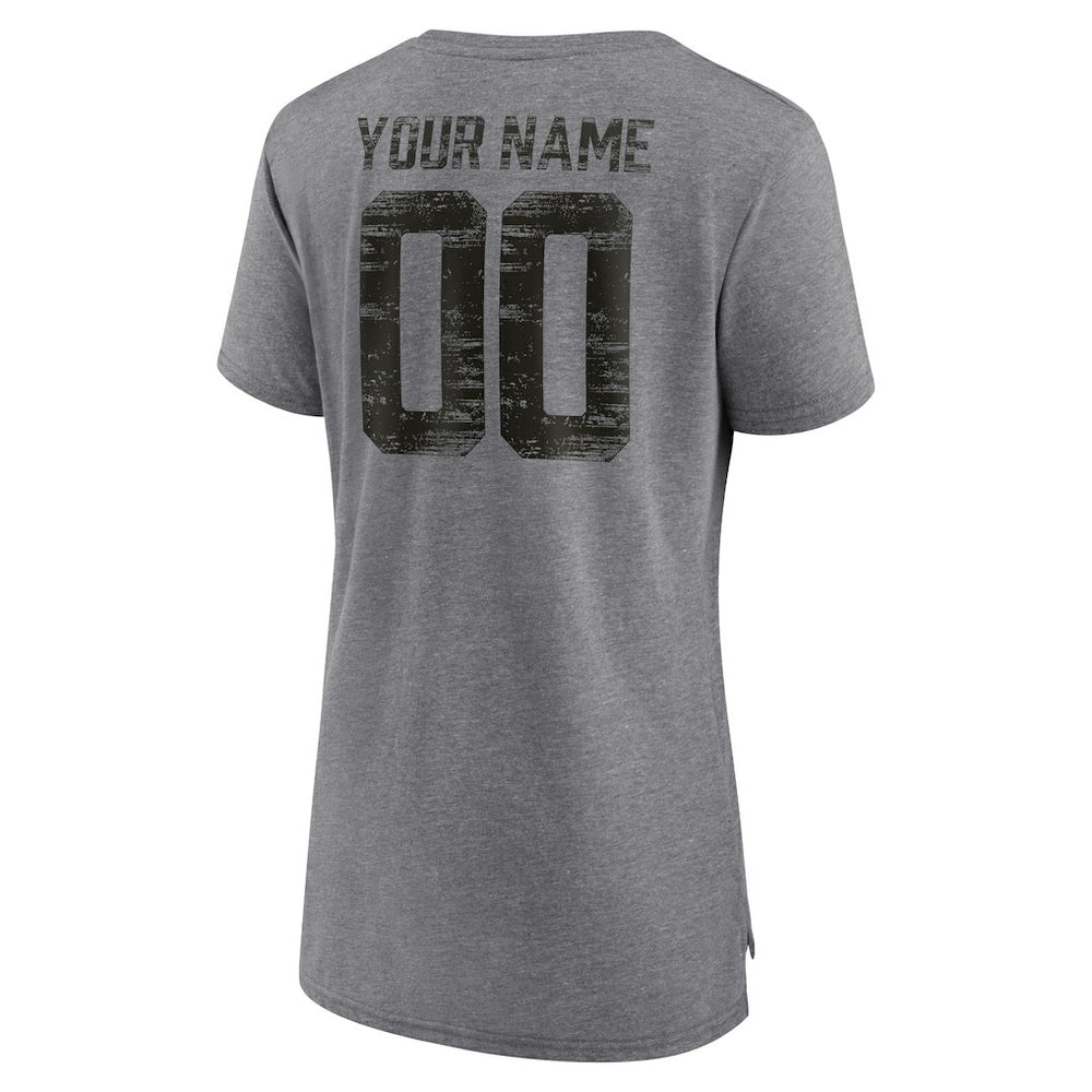 Cincinnati Bengals  Women's Heritage Custom Name & Number Tri-Blend T-Shirt