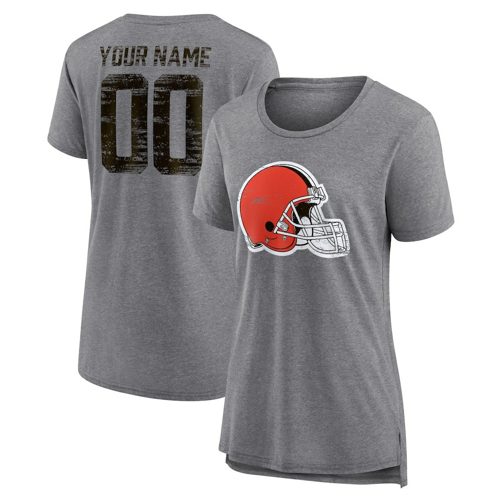Cleveland Browns  Women's Heritage Custom Name & Number Tri-Blend T-Shirt