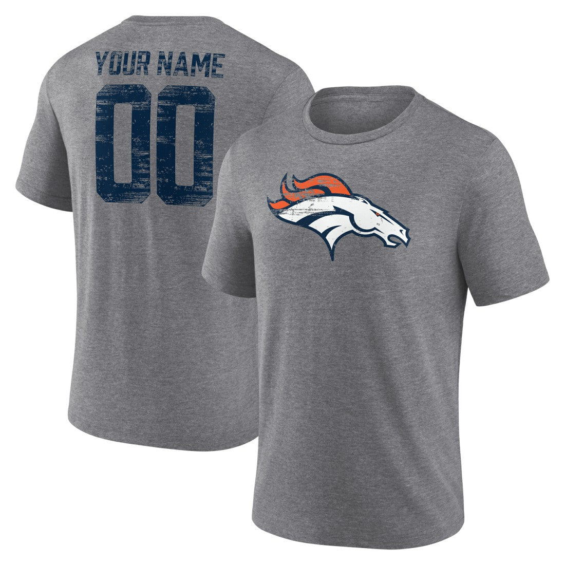 Denver Broncos  Heritage Custom Name & Number Tri-Blend T-Shirt