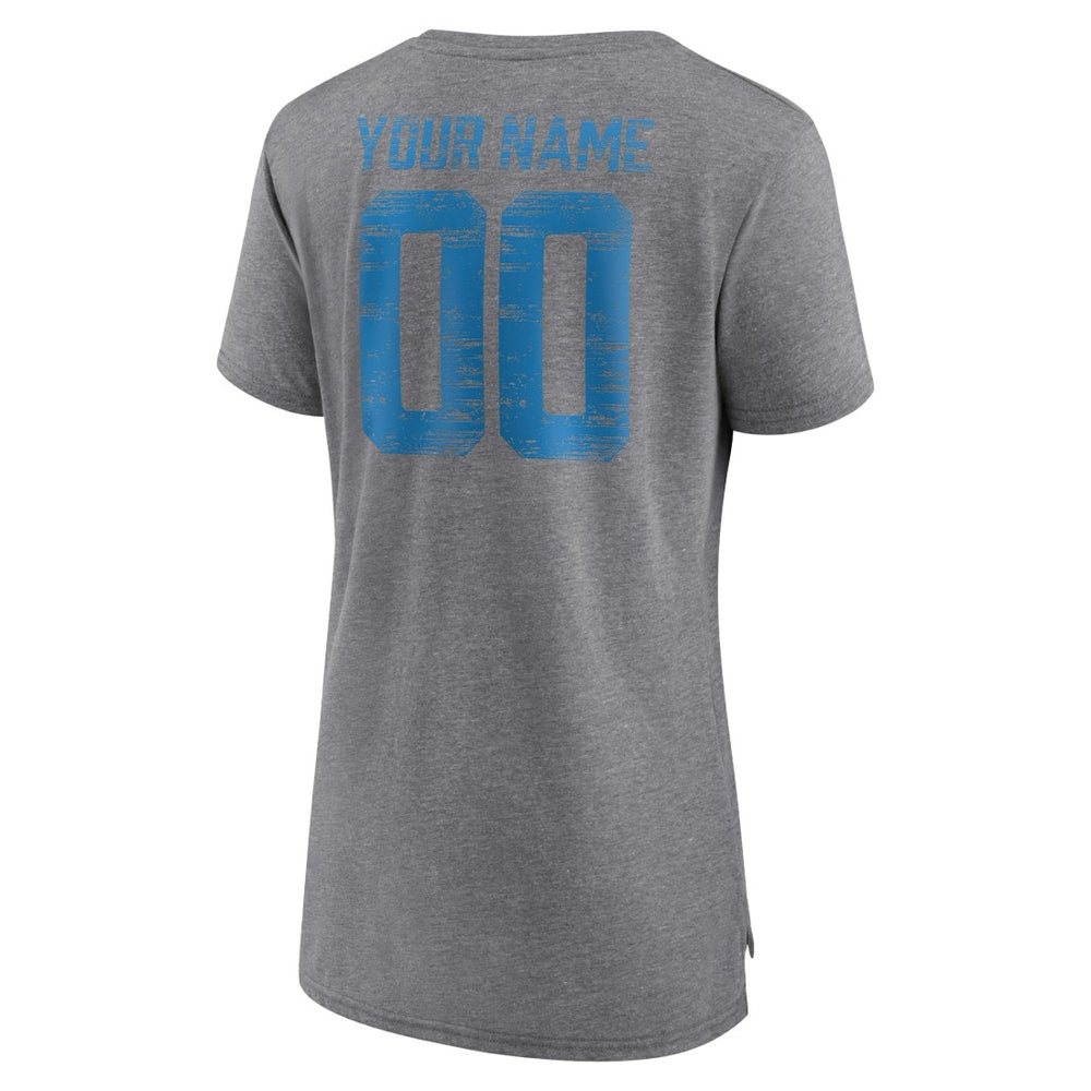 Detroit Lions  Women's Heritage Custom Name & Number Tri-Blend T-Shirt