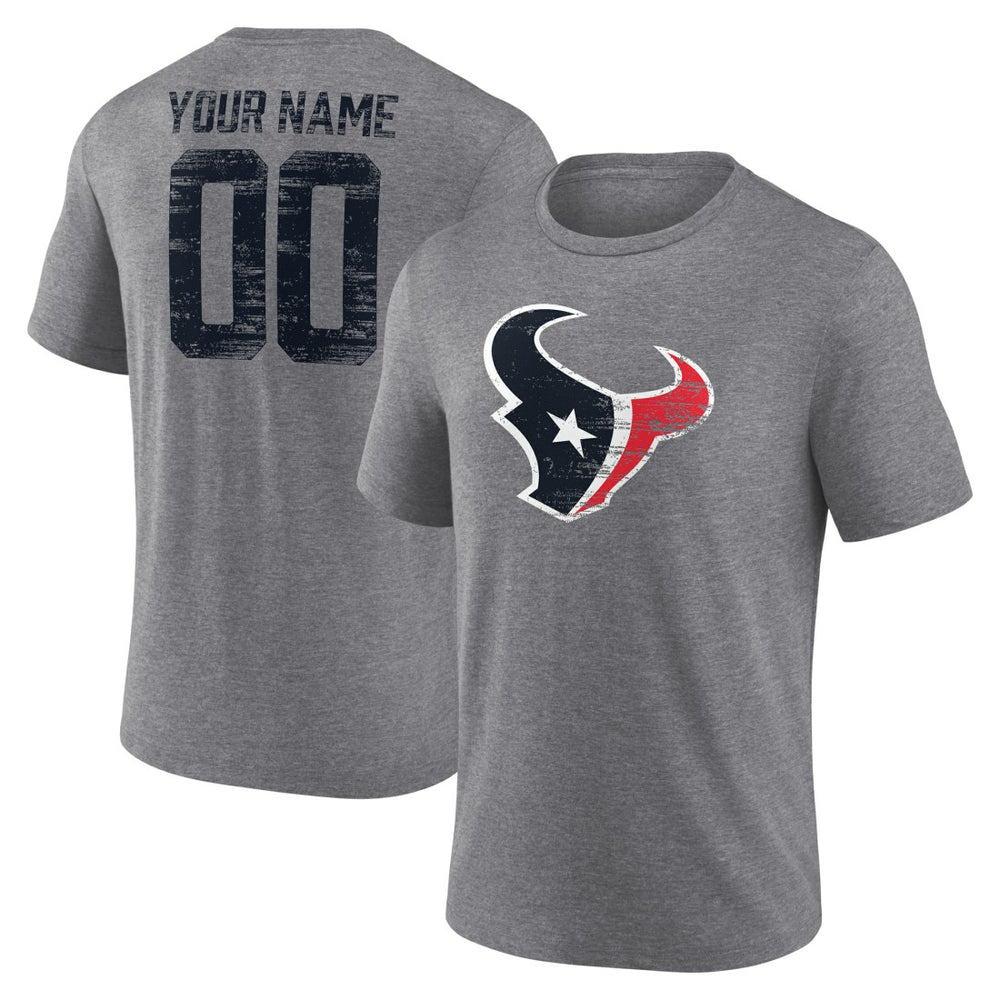 Houston Texans  Heritage Custom Name & Number Tri-Blend T-Shirt