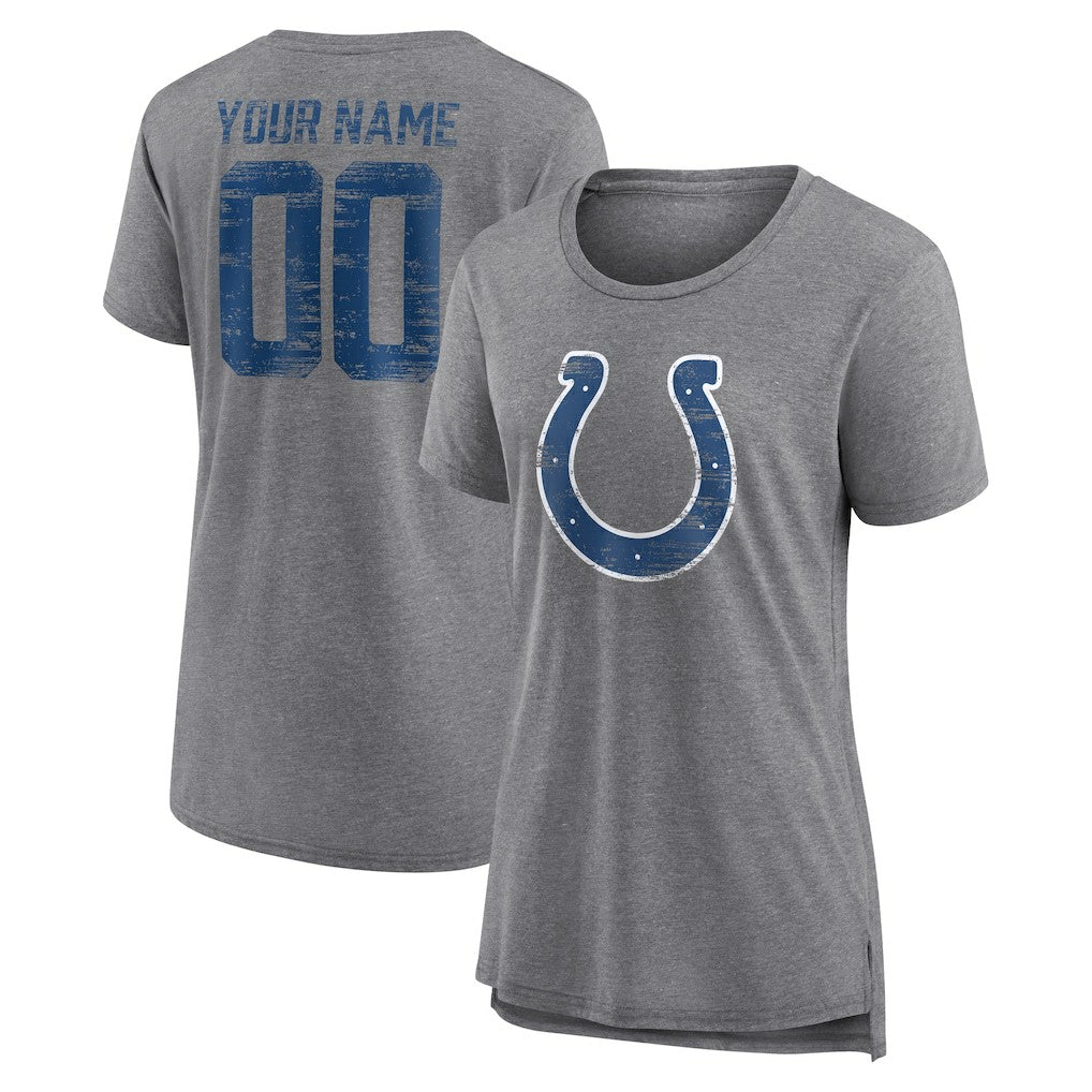 Indianapolis Colts  Women's Heritage Custom Name & Number Tri-Blend T-Shirt