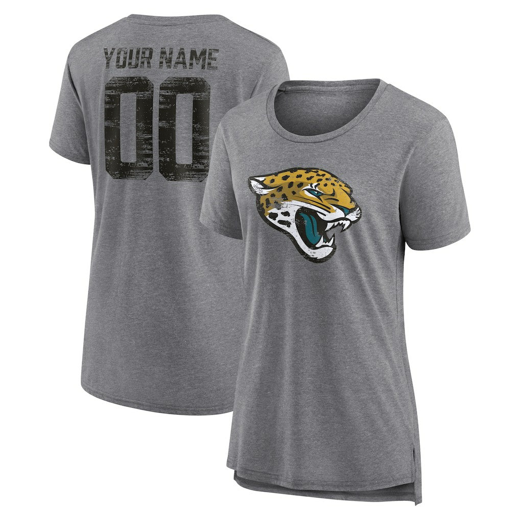 Jacksonville Jaguars  Women's Heritage Custom Name & Number Tri-Blend T-Shirt