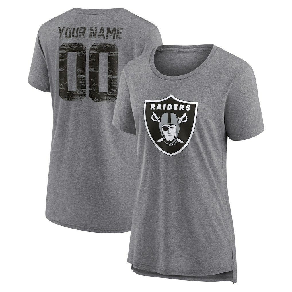 Las Vegas Raiders  Women's Heritage Custom Name & Number Tri-Blend T-Shirt