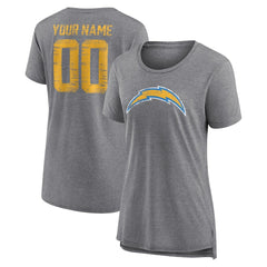 Los Angeles Chargers  Women's Heritage Custom Name & Number Tri-Blend T-Shirt