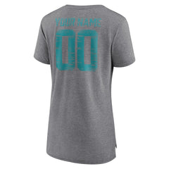 Miami Dolphins  Women's Heritage Custom Name & Number Tri-Blend T-Shirt