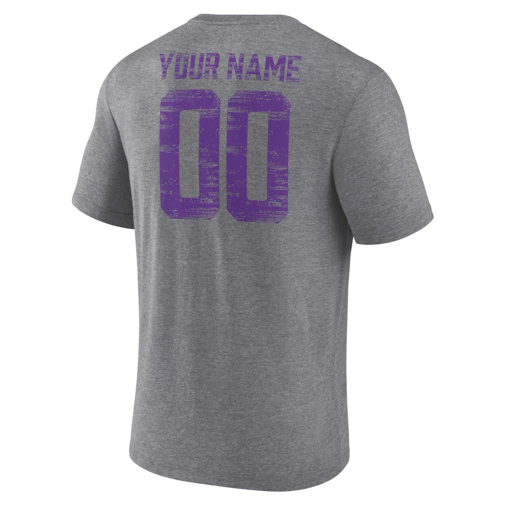 Minnesota Vikings  Heritage Custom Name & Number Tri-Blend T-Shirt