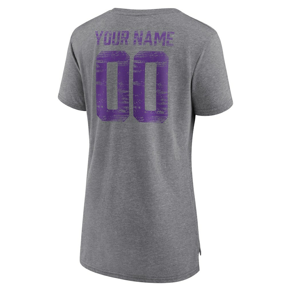 Minnesota Vikings  Women's Heritage Custom Name & Number Tri-Blend T-Shirt