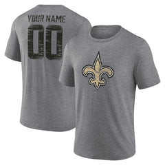 New Orleans Saints  Heritage Custom Name & Number Tri-Blend T-Shirt